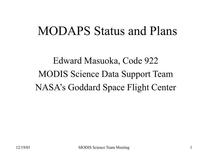 modaps status and plans