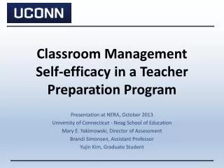 Classroom Management Self-efficacy in a Teacher Preparation Program