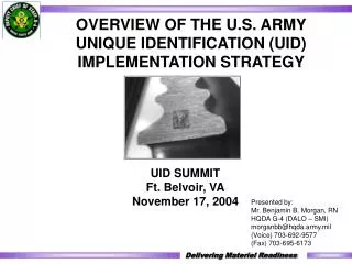 OVERVIEW OF THE U.S. ARMY UNIQUE IDENTIFICATION (UID) IMPLEMENTATION STRATEGY