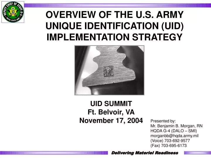 overview of the u s army unique identification uid implementation strategy