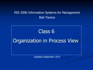 Class 6 Organization in Process View