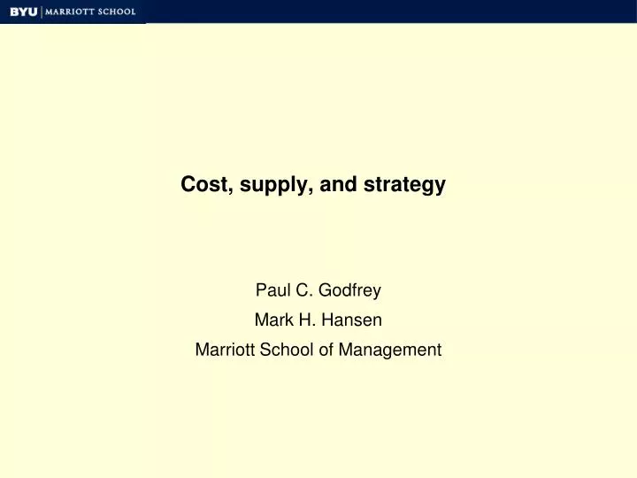 cost supply and strategy