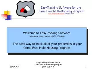 Welcome to EasyTracking Software by Dynamic Design Software (877) 501-4699