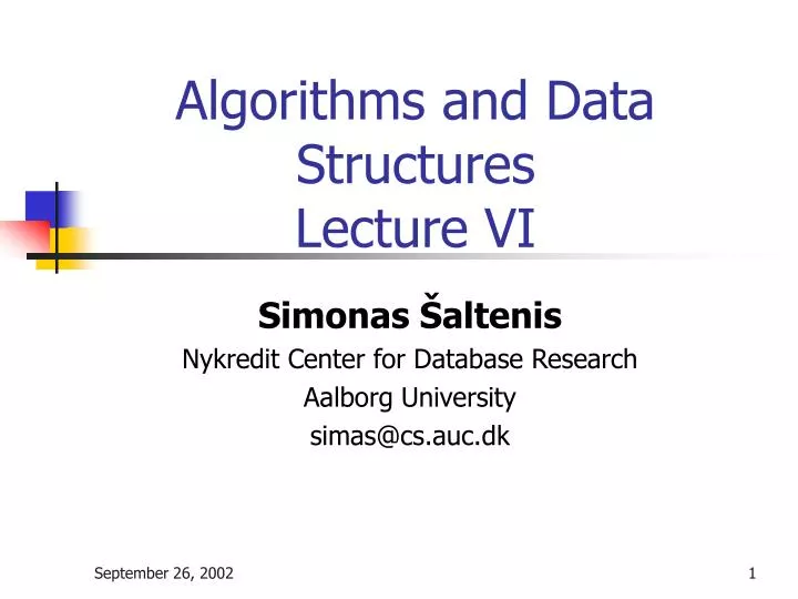 algorithms and data structures lecture vi