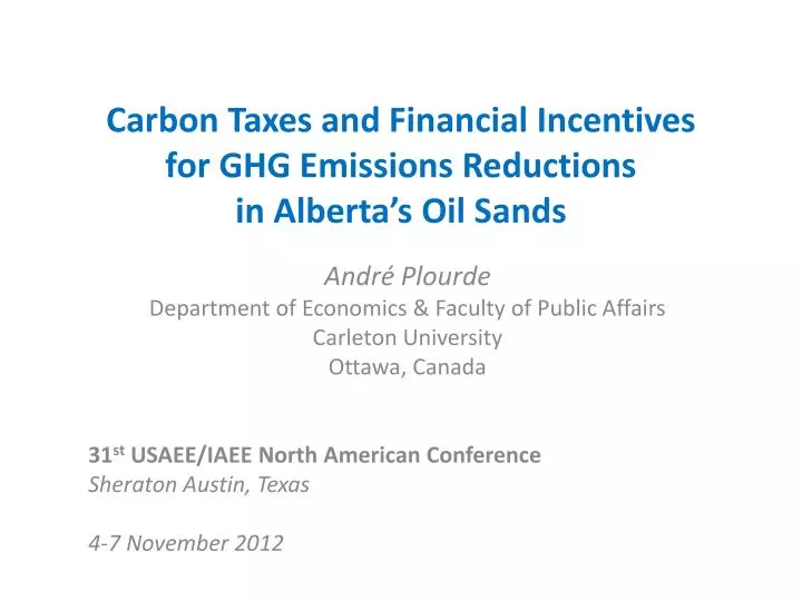 carbon taxes and financial incentives for ghg emissions reductions in alberta s oil sands