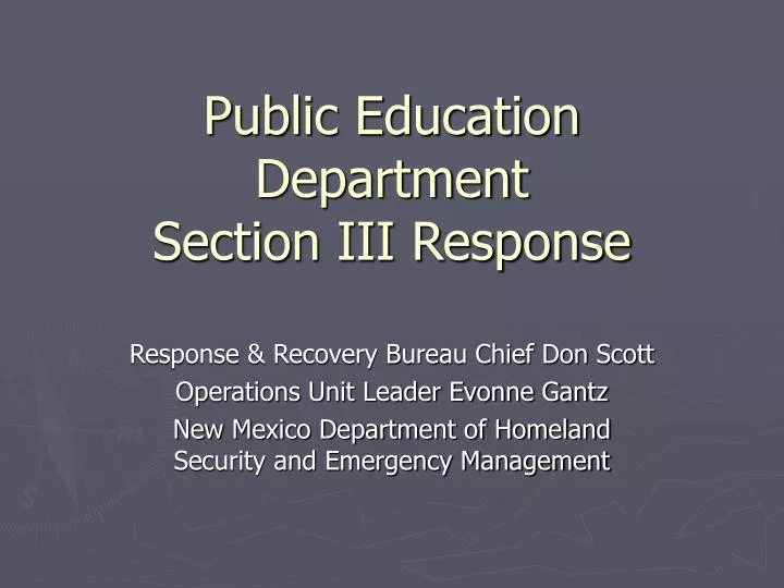 public education department section iii response