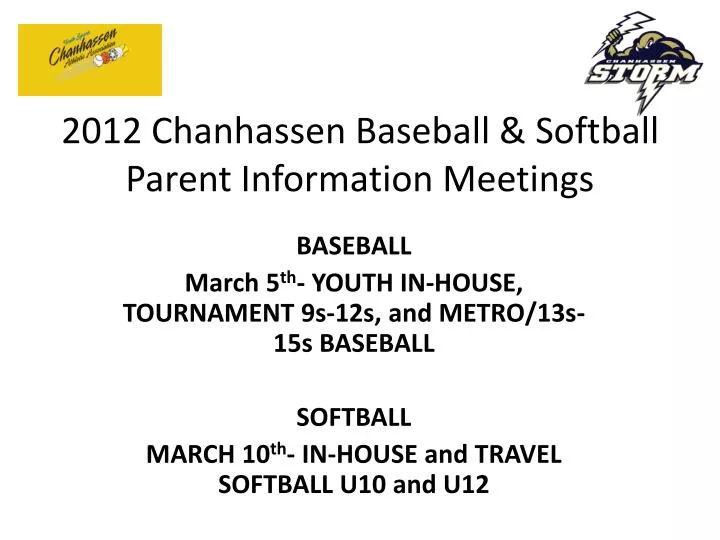 2012 chanhassen baseball softball parent information meetings