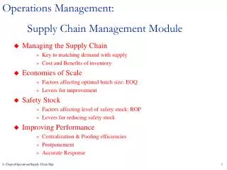 Operations Management: Supply Chain Management Module