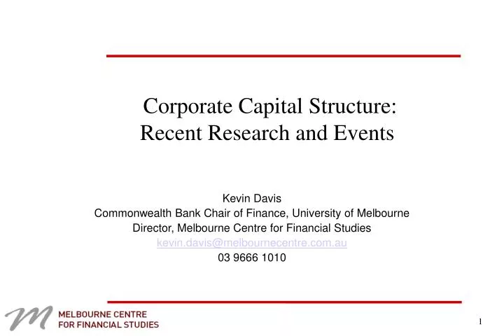 corporate capital structure recent research and events