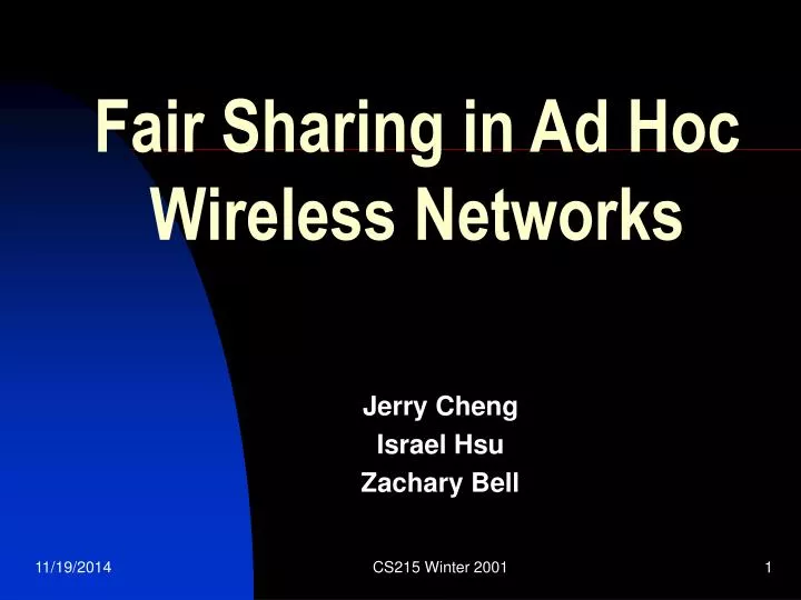 fair sharing in ad hoc wireless networks