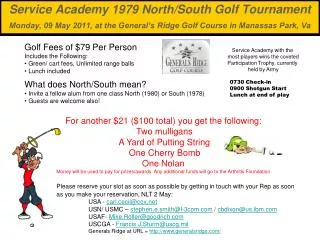 Golf Fees of $79 Per Person Includes the Following: Green/ cart fees, Unlimited range balls