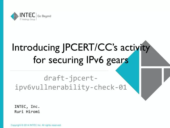 introducing jpcert cc s activity for securing ipv6 gears