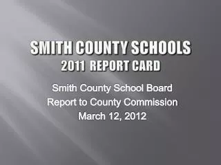 Smith County Schools 2011 Report Card