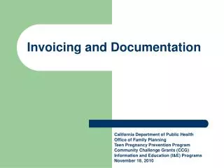 Invoicing and Documentation