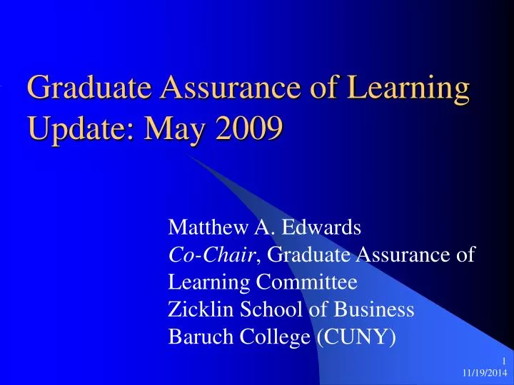 graduate assurance of learning update may 2009
