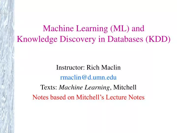 machine learning ml and knowledge discovery in databases kdd