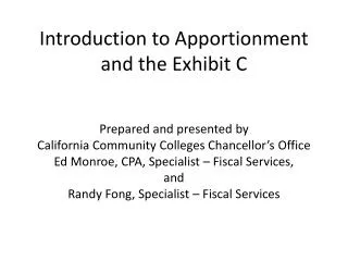 Introduction to Apportionment and the Exhibit C