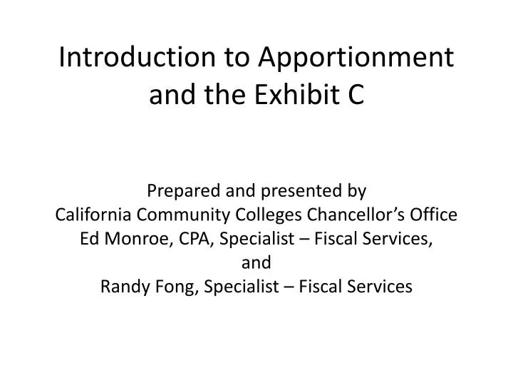 introduction to apportionment and the exhibit c