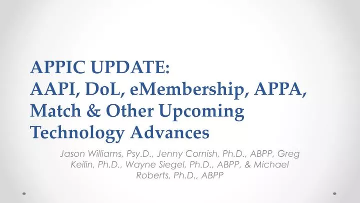 appic update aapi dol emembership appa match other upcoming technology advances