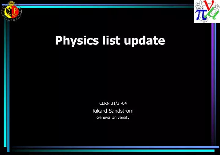 physics list update