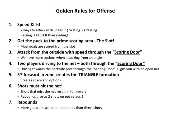 golden rules for offense