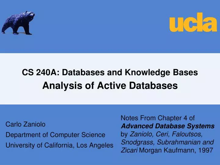 cs 240a databases and knowledge bases analysis of active databases