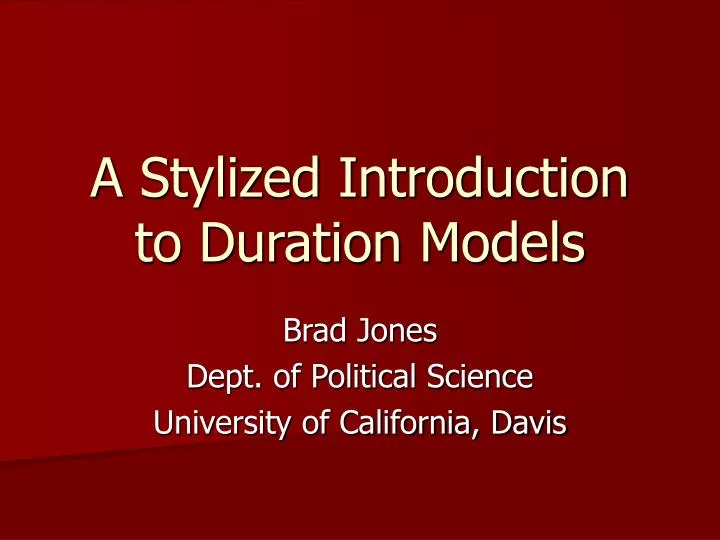 a stylized introduction to duration models
