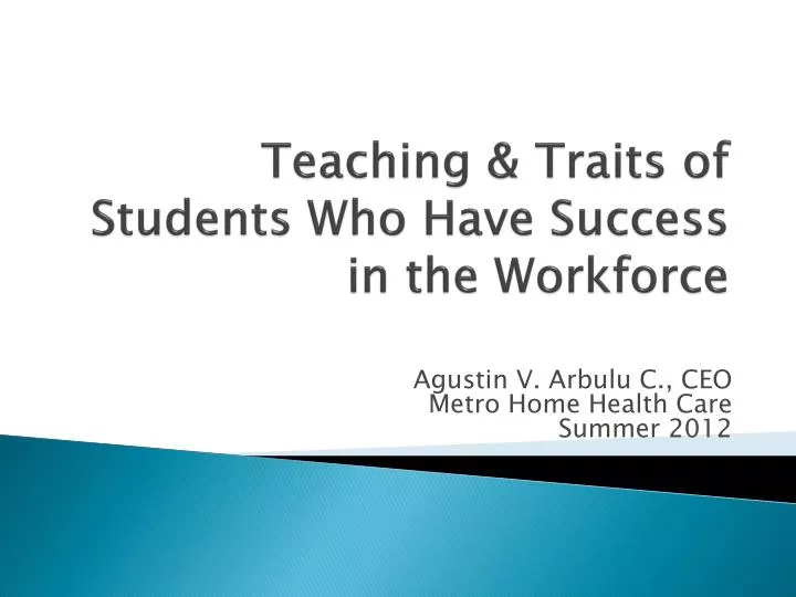teaching traits of students who have success in the workforce