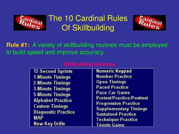 the 10 cardinal rules of skillbuilding