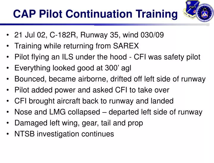 cap pilot continuation training