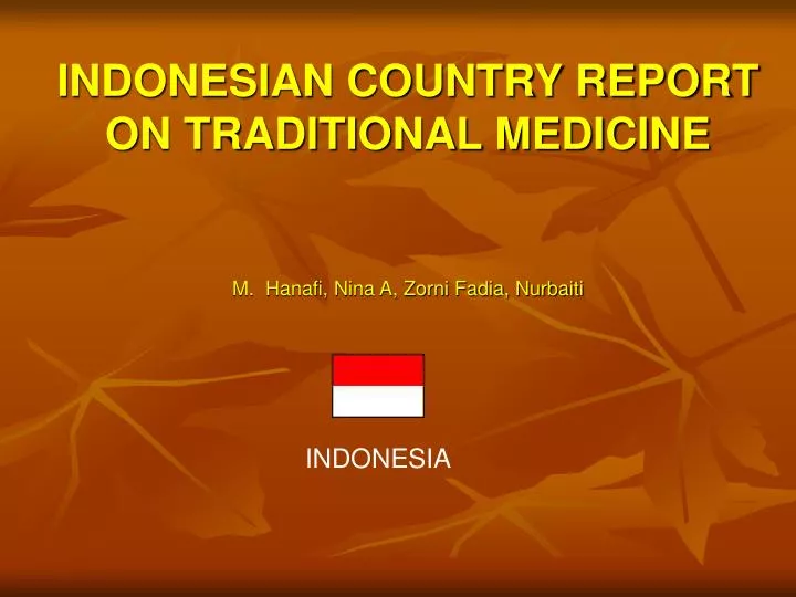 indonesian country report on traditional medicine