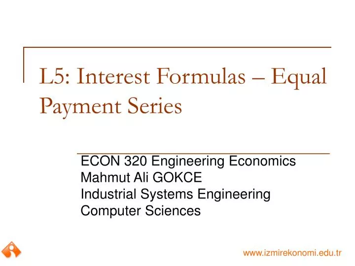 l5 interest formulas equal payment series