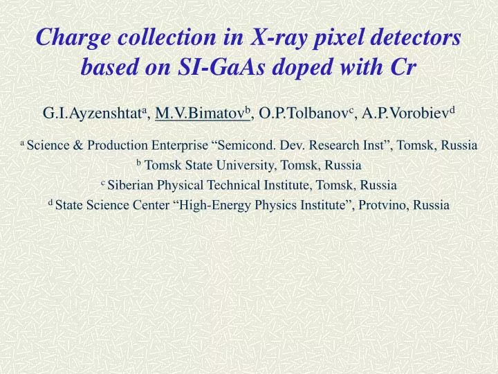 charge collection in x ray pixel detectors based on si gaas doped with cr