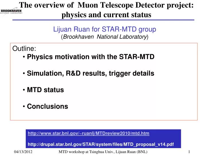 the overview of muon telescope detector project physics and current status