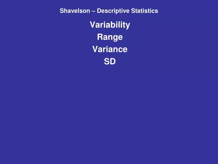 shavelson descriptive statistics
