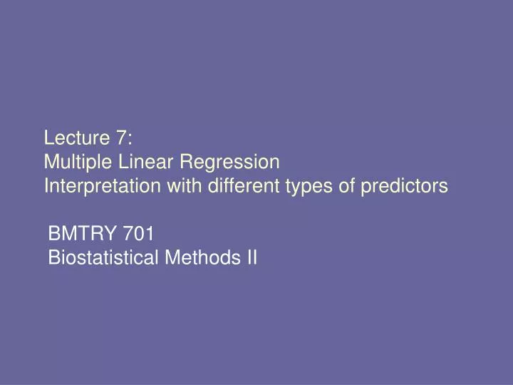 lecture 7 multiple linear regression interpretation with different types of predictors