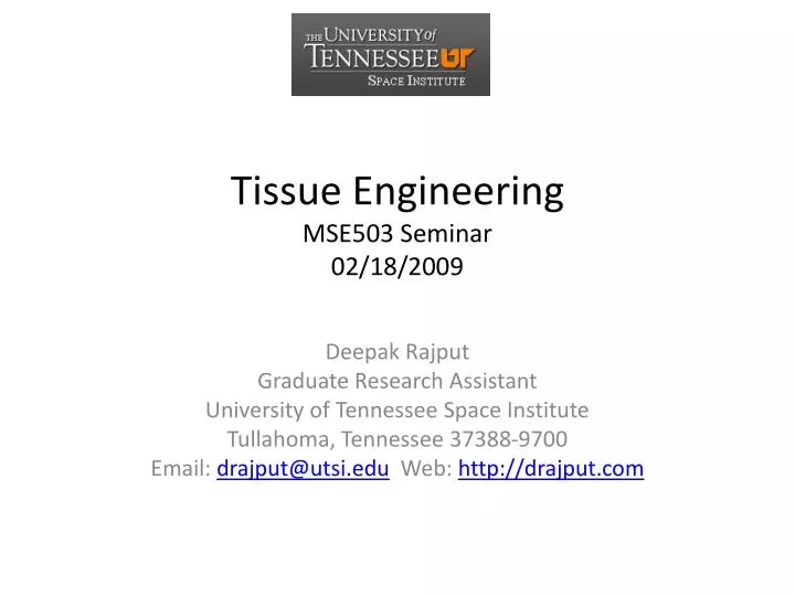 tissue engineering mse503 seminar 02 18 2009