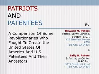 PATRIOTS AND PATENTEES