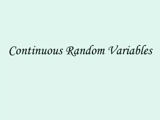 continuous random variables