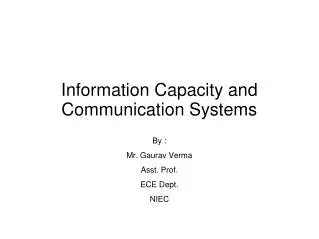 Information Capacity and Communication Systems