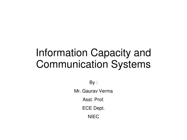 information capacity and communication systems