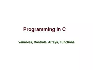 Programming in C