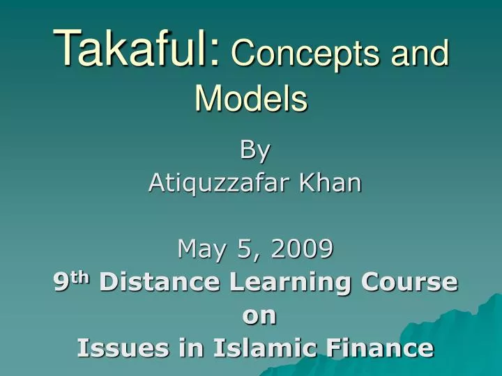 takaful concepts and models