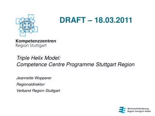 Triple Helix Model: Competence Centre Programme Stuttgart Region Jeannette Wopperer