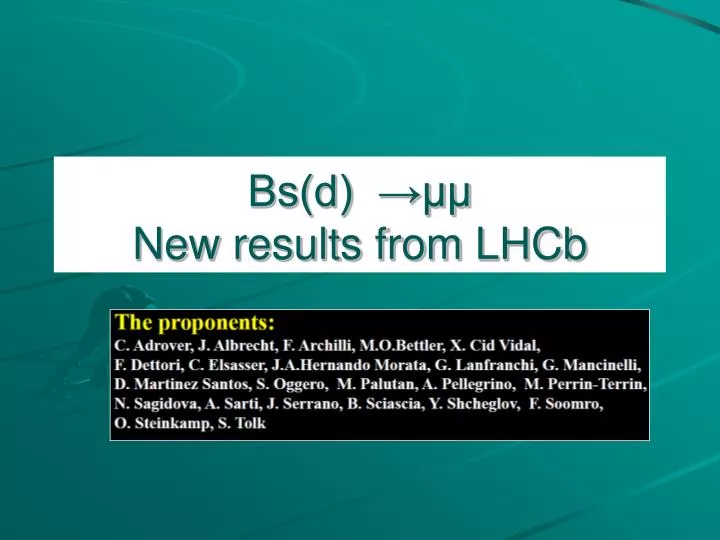 bs d new results from lhcb