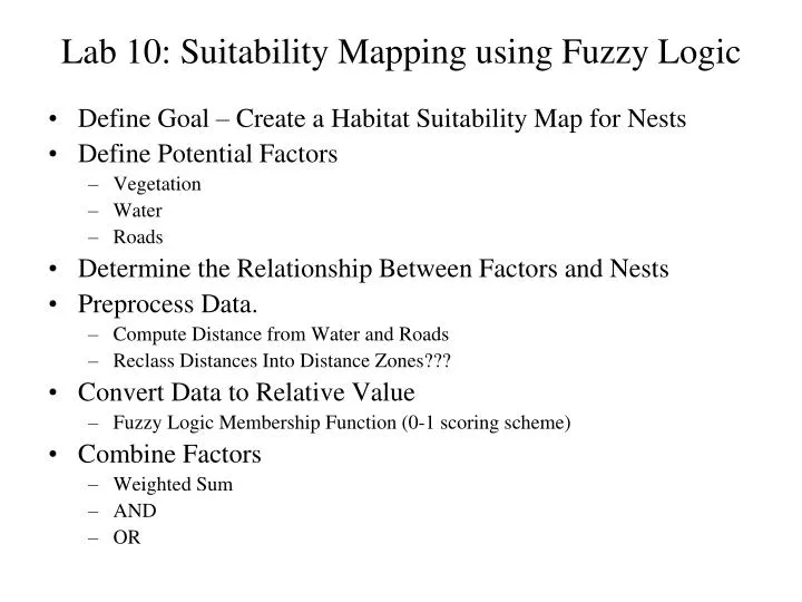lab 10 suitability mapping using fuzzy logic