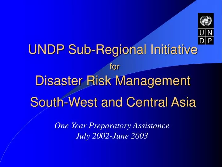 undp sub regional initiative for disaster risk management
