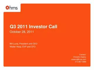Q3 2011 Investor Call