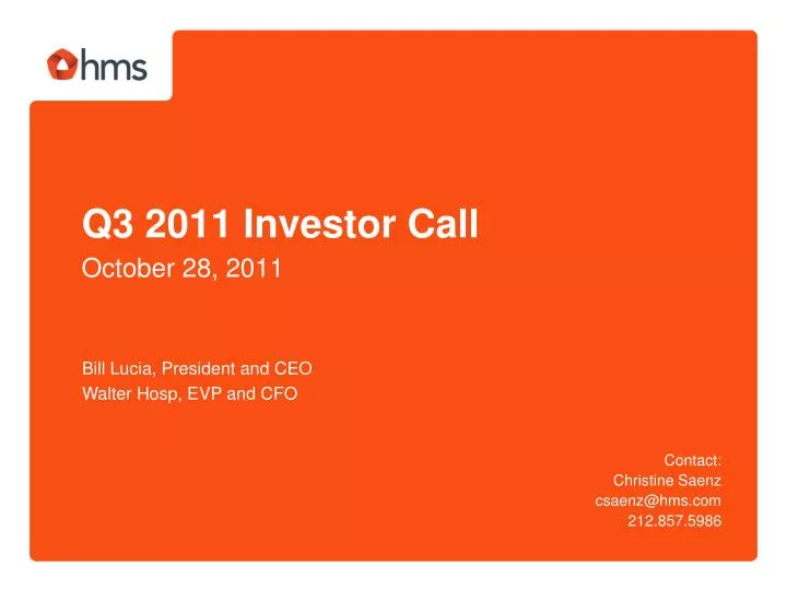 q3 2011 investor call