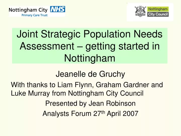 joint strategic population needs assessment getting started in nottingham